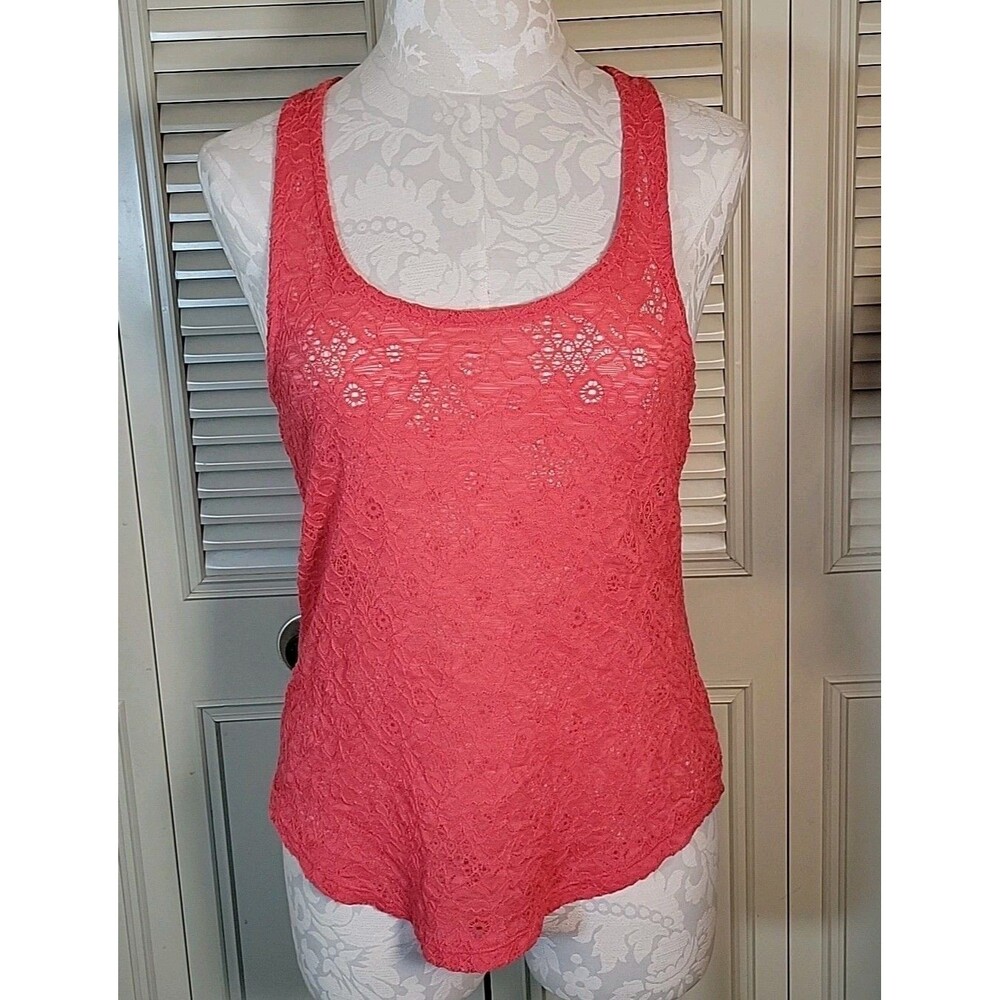Mudd Women’s Y2K Lace Tank Top. Size: Large. Color: Coral. Vintage. Summer. Fun.